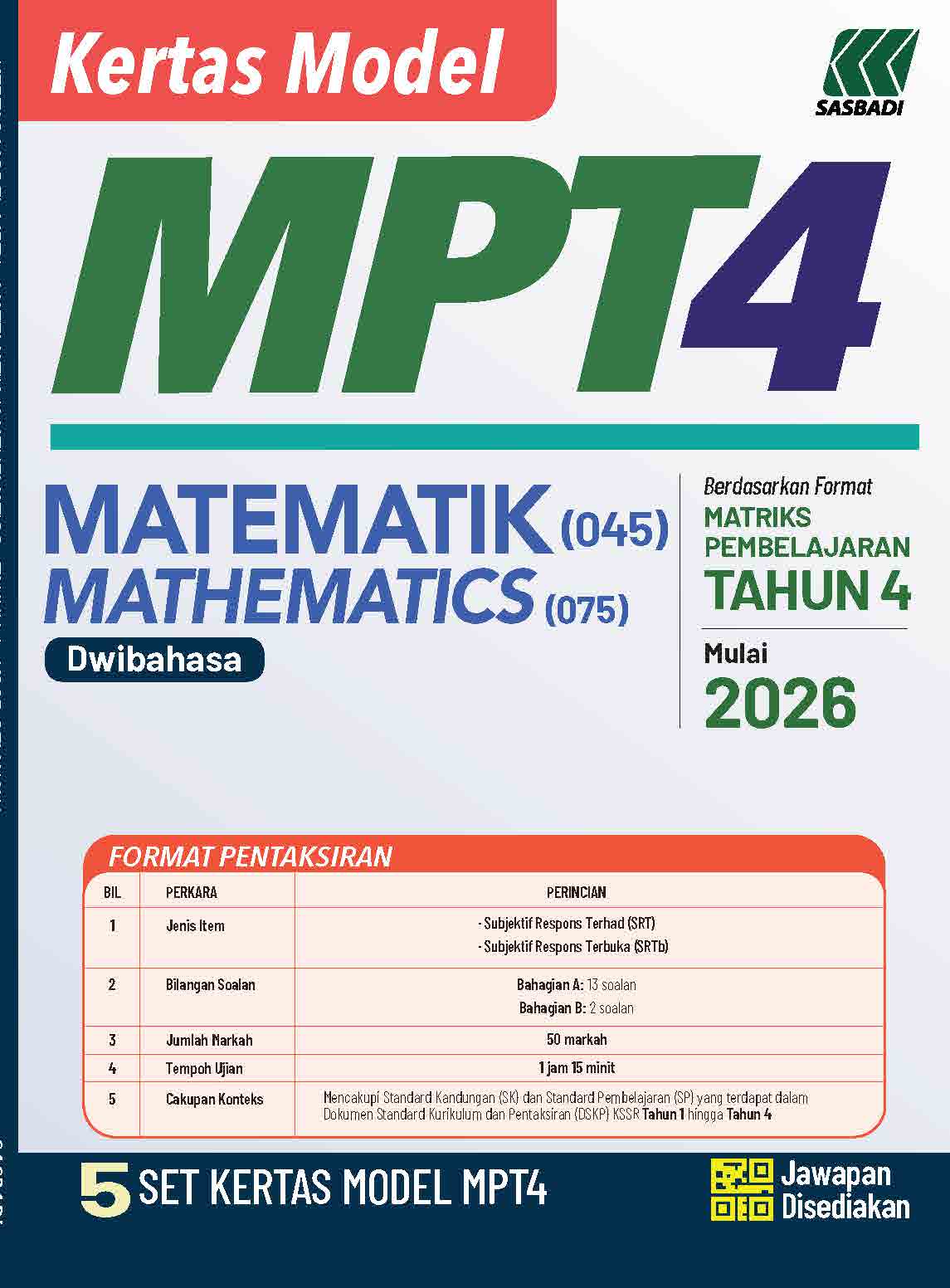 Kertas Model MPT4 Matematik Cover
